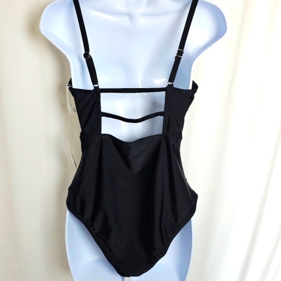 148.🆕Med Cupshe Shirred Cutout One Piece Black Swimsuit NWOT - Picture 3 of 6